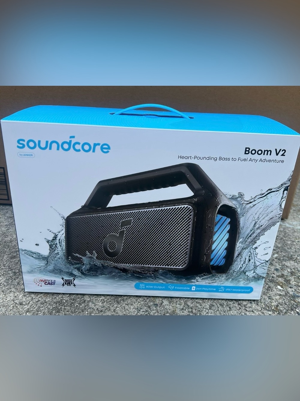 Soundcore Boom V2 Portable Bluetooth Speaker - Black with Blue Accents